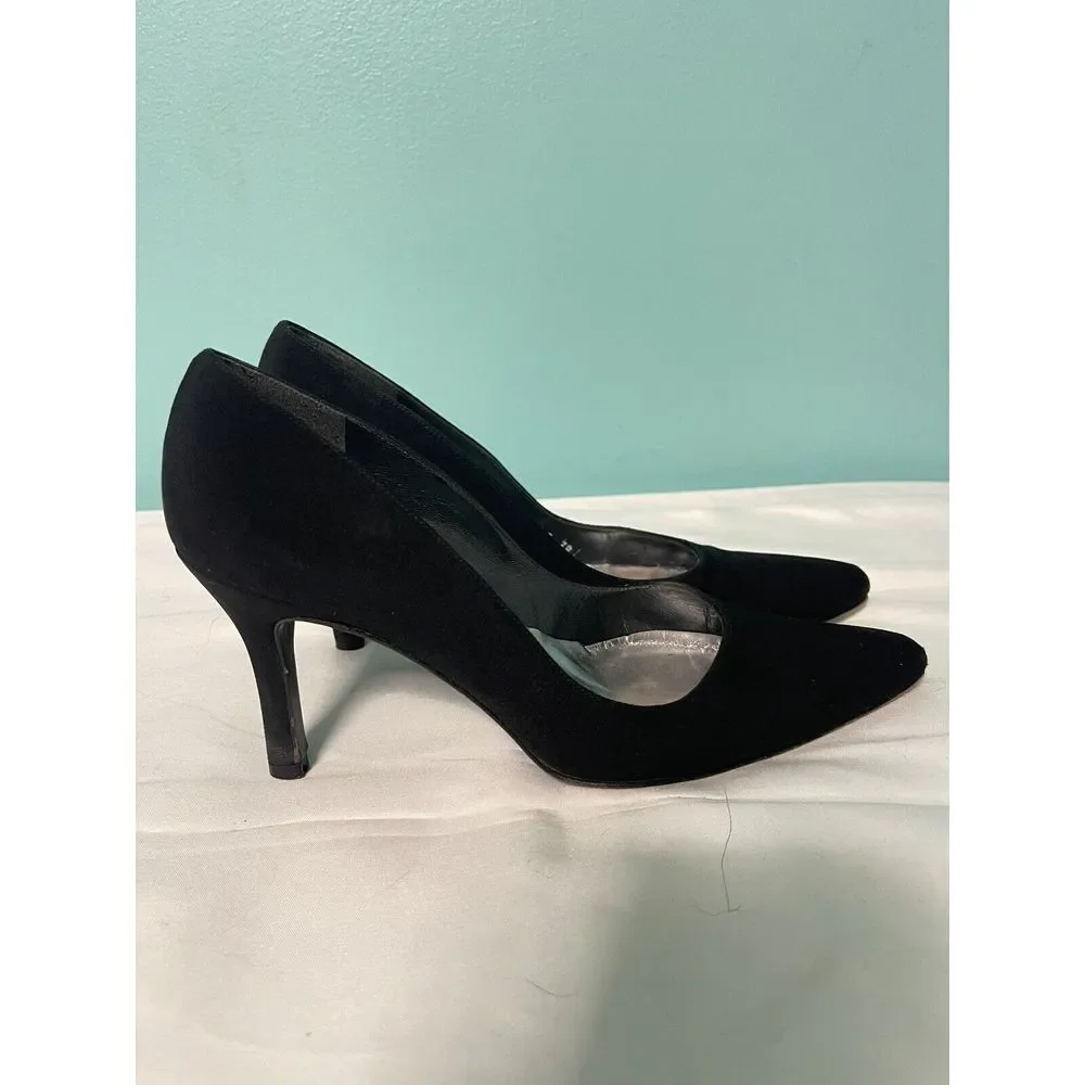 Stuart‎ Weitzman Black Suede Heels - Sz 7.5 Classic Elegance S-255
